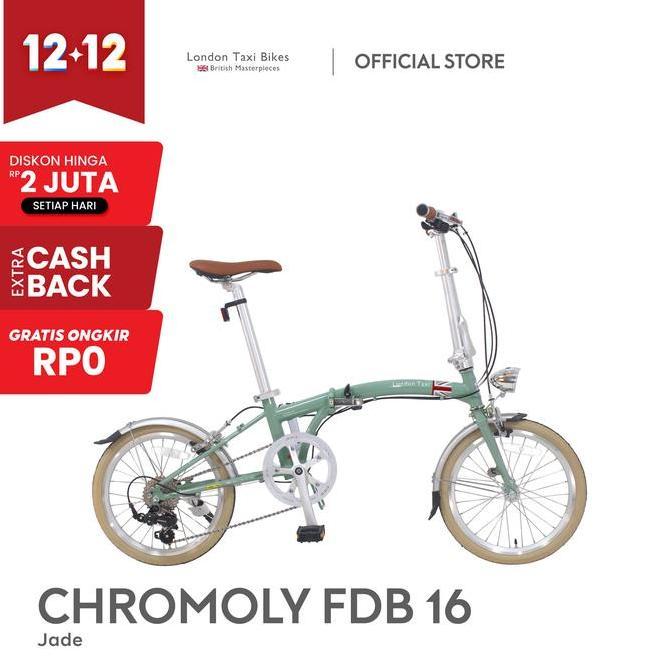 Terlaris London Taxi Chromoly Folding Bike 16 - Jade / Sepeda Lipat 16 Inch