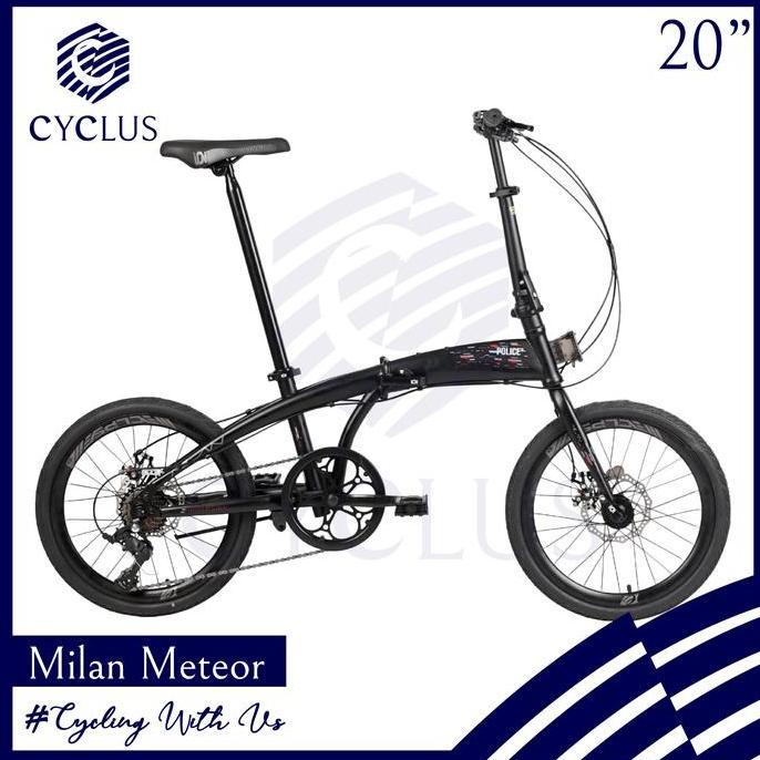 Terlaris Grab - Sepeda Lipat Element Police Milan 8 Speed 20 Inch