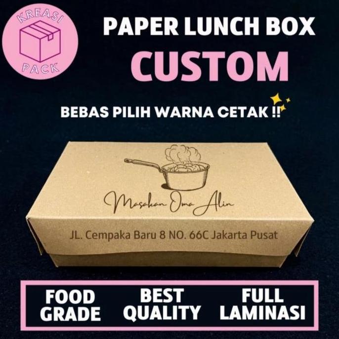 Cetak Paper Lunch Box Custom Logo (Kotak Makan Kraft) - 500 pcs
