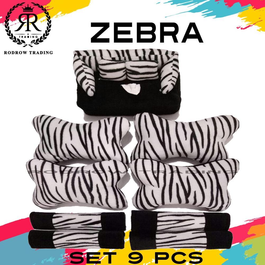 Bantal Mobil Motif Zebra Set 9 pcs / Bantal Jok Mobil Motif Zebra Set 9 pcs