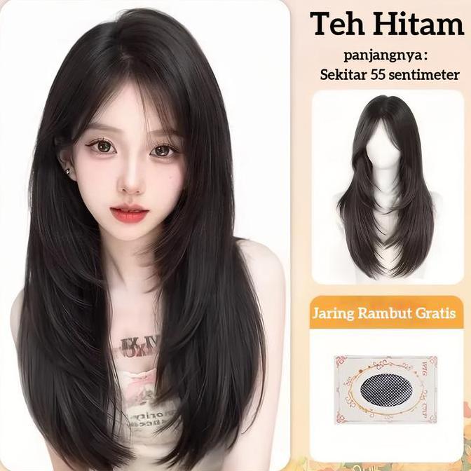 Rambut wig wanita/Wig korean style/Wig daily Layer/Wig naturaal wanita/wik rambut wanita panjang/Wig