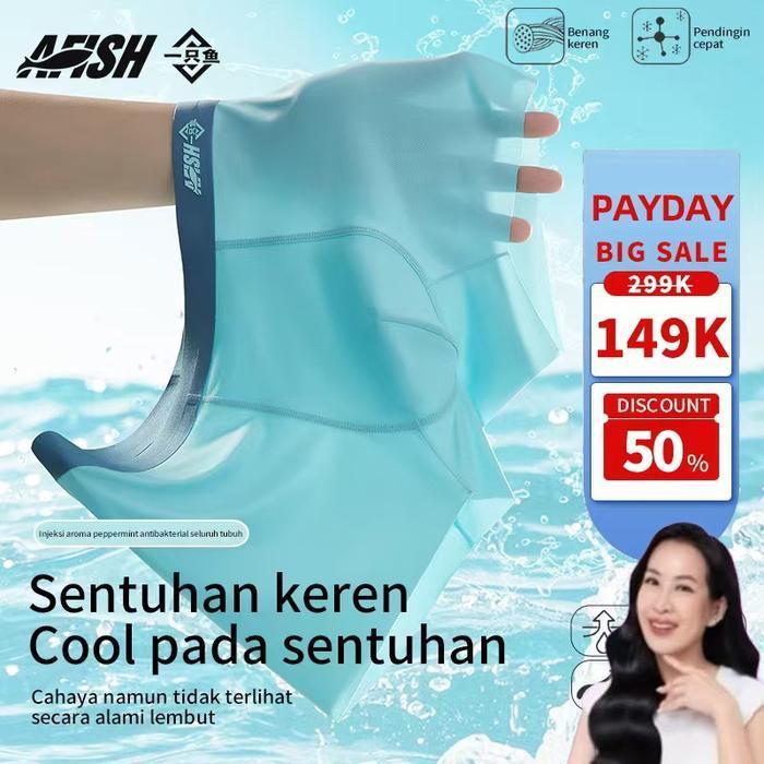 Louisse*Afish6,12 Potong Afish Celana Dalam Pria Ice Silk Kain Sutra Es,7A Antibakteri 3D, 7 Hari Ke