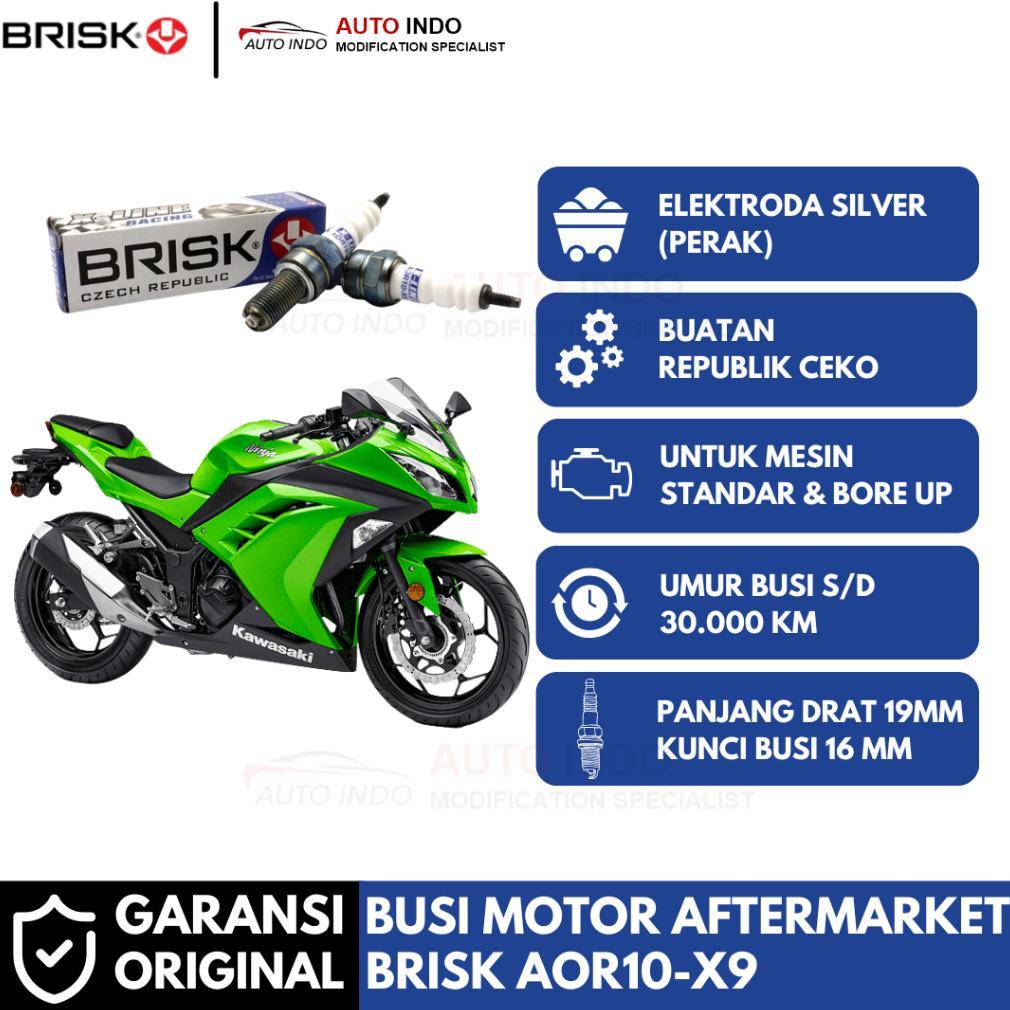 Busi Motor Brisk Xline Racing AOR10-X9 untuk Kawasaki Ninja 250 Karbu Old | Garansi Ori
