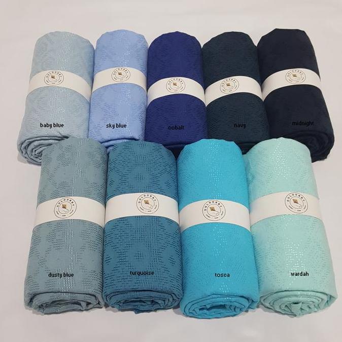 Kain Batik Polos Dobby Dobi Dolby Viscose Katun Warna Biru Blue Baju Fashion Pria Wanita Kekinian Tr