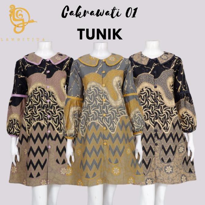 CAKRAWATI 01- ATASAN BAJU BATIK TUNIK KERJA WANITA-LANGITJUA