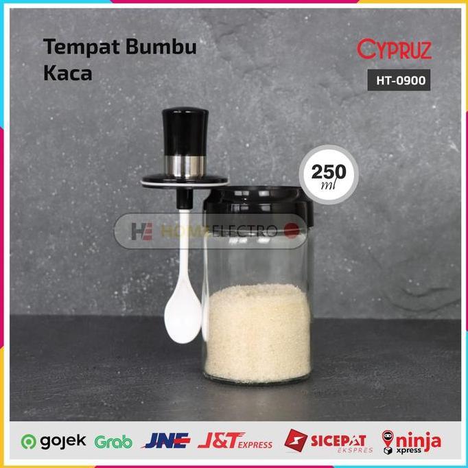 Cypruz HT-0900 Tempat Bumbu Kaca Sendok Kecil 250ml