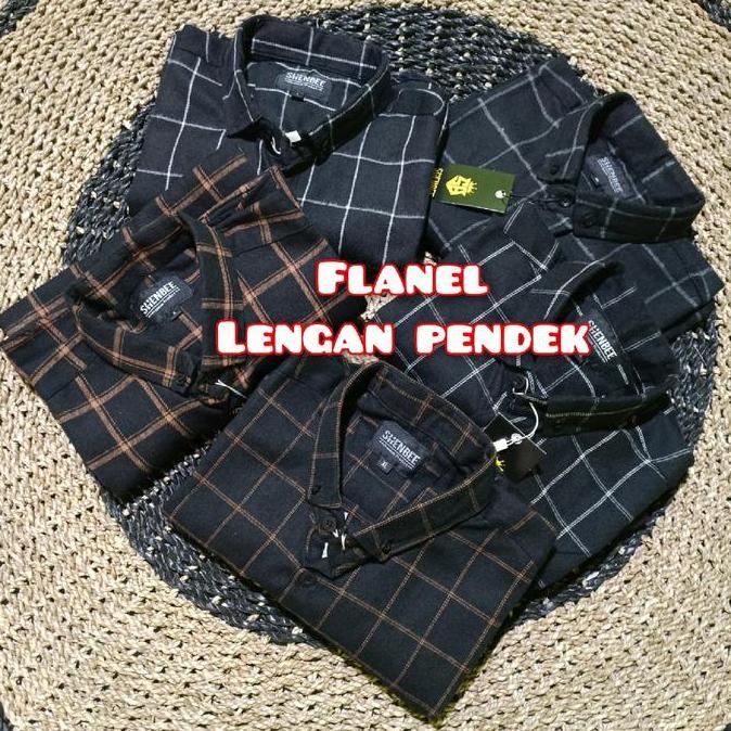 KEMEJA FLANEL LENGAN PENDEK, flanel pendek V-Neck Hitam Putih Santai Pria Distro