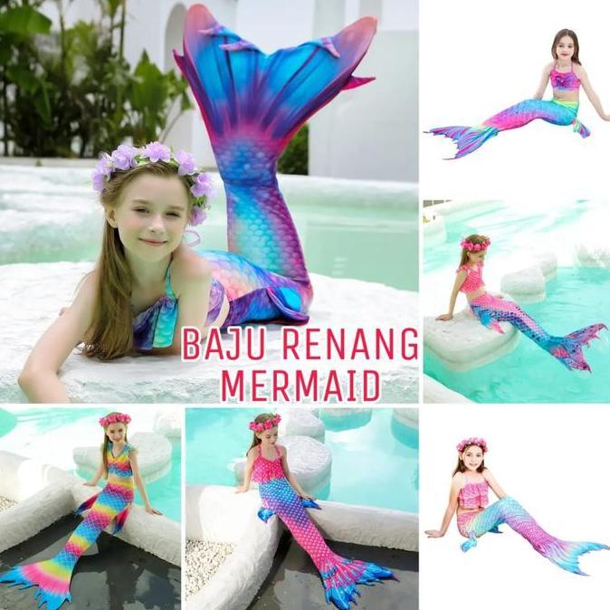 ASLI BAJU RENANG MERMAID KOSTUM DUYUNG ANAK PRINCESS ARIEL IMPORT FASHION READY STOCK