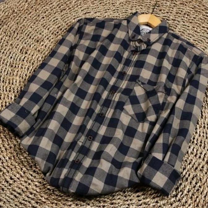 Kemeja Distro cowok premium Import kotak kotak Casual Flanel Nyaman Panjang Kain Lembut Motif Surfin