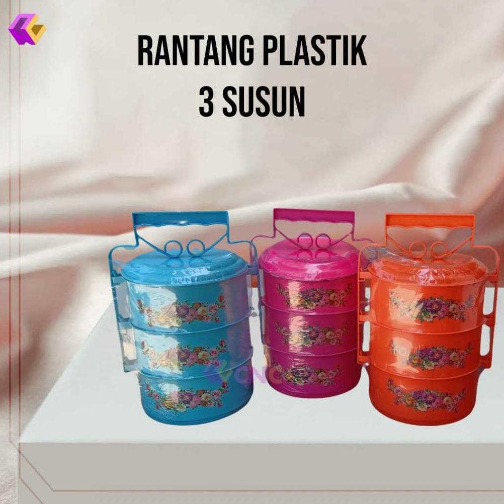BEST DEALS ( KD1 ) Rantang 4 Susun Plastik / Rantang 4Susun Plastik Gambar Bunga / Rantang 4Susun Te
