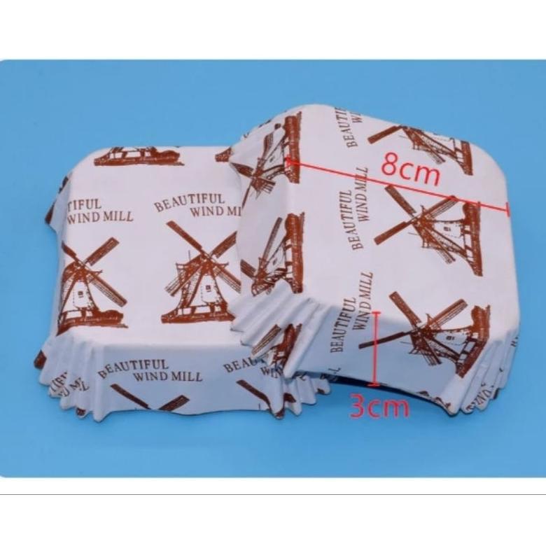 200pcs paper cup roti square  persegi PET motif  kincir