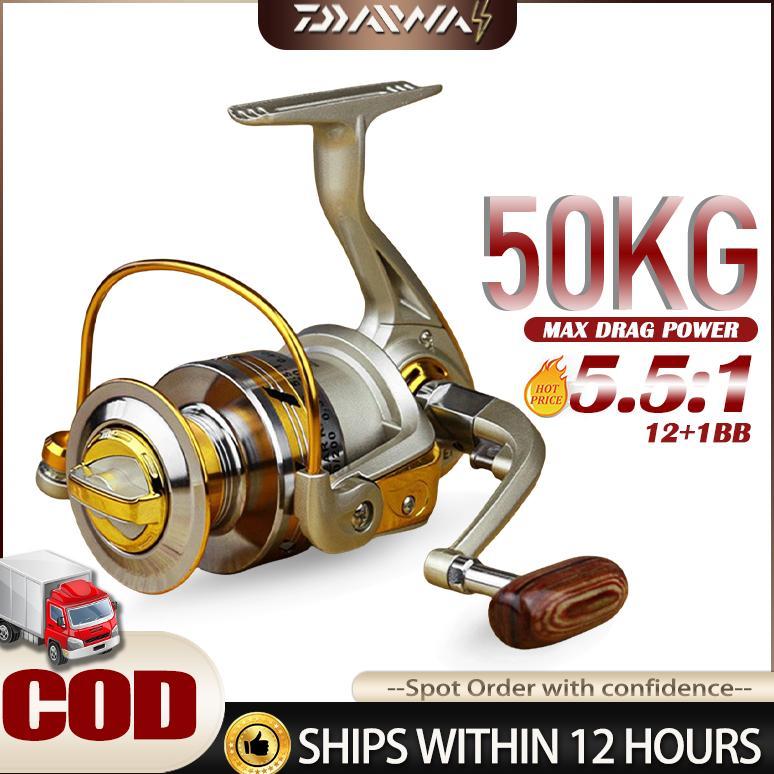 New Deals Daiwa Reel Pancing Asli Besi Fishing Reel 10Kg Reel Pancing Murah Kuat Power Handle/ Spinn