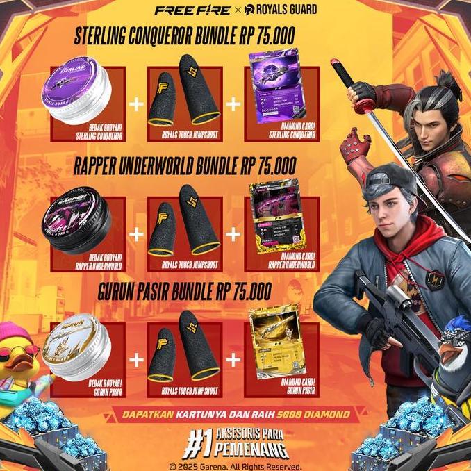 [FREE FIRE JUMPSHOOT BUNDLE] - Bedak Booyah Royals Dust Solo + Royals Touch Jumpshoot Sarung Jempol 