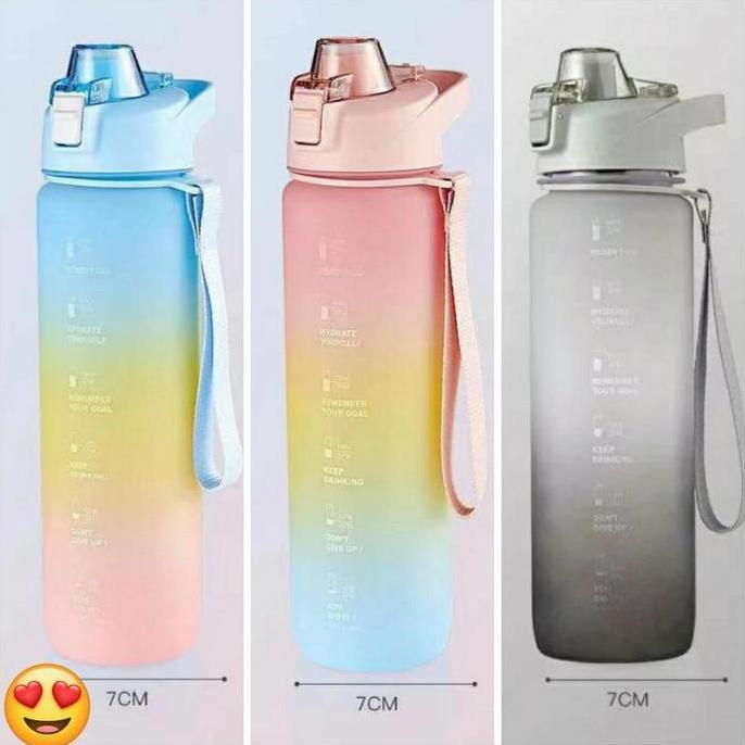 Botol Minum Pastel 1 liter/Botol minum motivasi 1 liter/botol gradasi