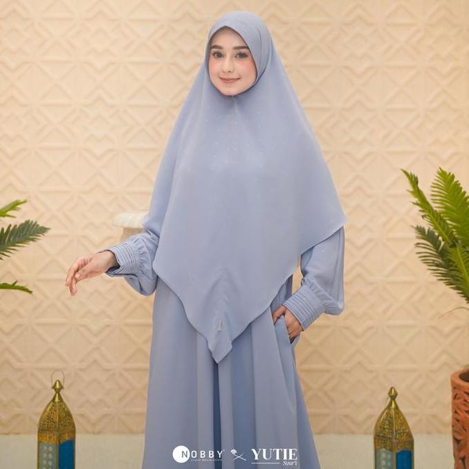 Nobby Radinka Dress Gamis Muslim Wanita Bahan Mikami Raindrops Wudhu Friendly Busui Friendly