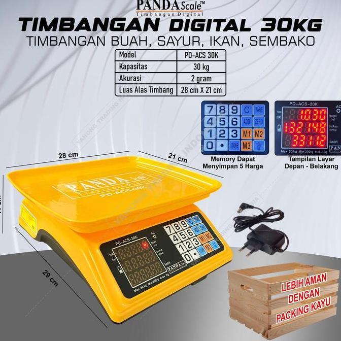 Timbangan 30kg Timbangan Digital Buah Laundry Ikan Ayam Daging Meja ACS 30 kg PANDA SCALE DIN