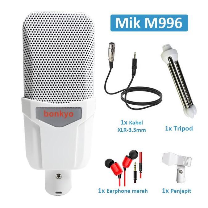 QWEENSATRU - BONKYO M996 TRIPOD CONDENSER MIC USB KABEL UNTUK LIVE STREAMING KARAOKE RUMAH BONUS HEA