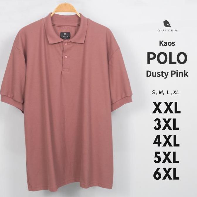 Kaos Polo Jumbo Dusty Pink Big Pria Size S M L XL XXL 3XL 4XL 5XL 6XL Kerah Dusty Rose
