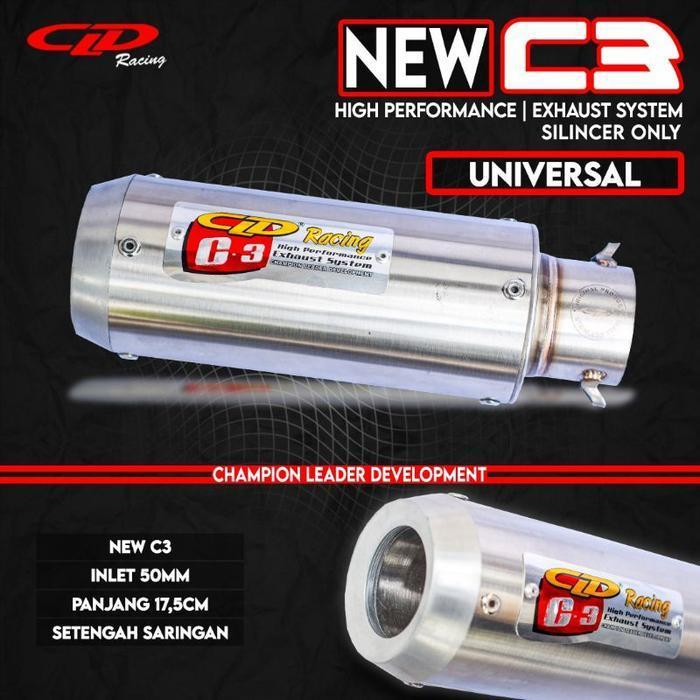 Silencer Only Cld Racing C3 Bulat New Inlet 50Mm Safata Muffler Original Dan Terpercaya
