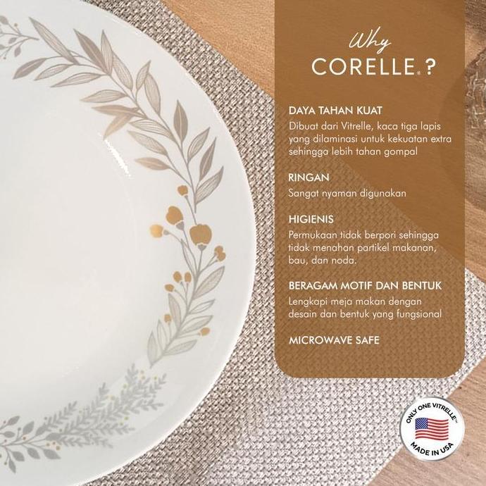 Bestone- CORELLE SILVER CROWN IVORY Dinner Set / Set Piring Mangkok Makan / Plate & Bowl