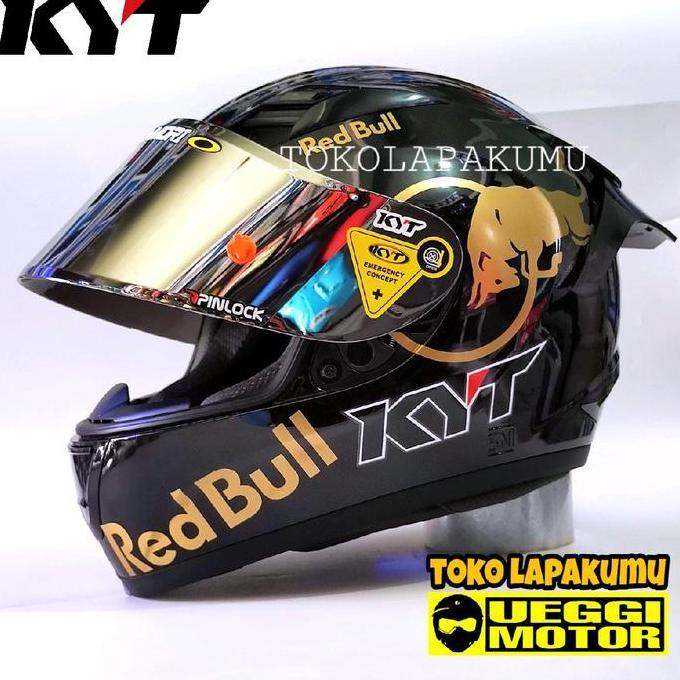 HELM KYT R10 BLACK GLOSSY REDBULL PAKET G