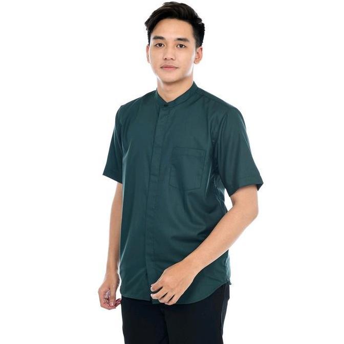 Kemeja Koko Lengan Pendek Polos Katun Toyobo S-XXL Baju Fit Muslim Pria Dewasa - Model Standar - Kur