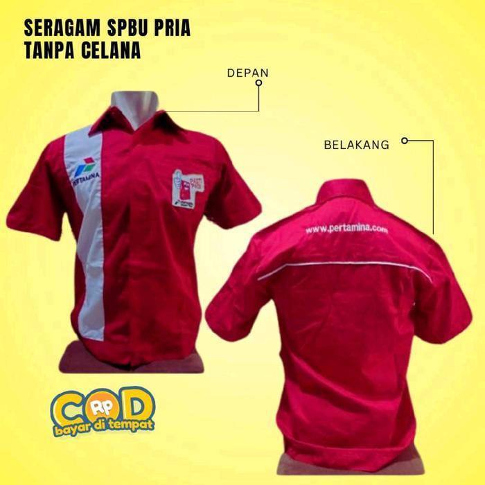 Seragam SPBU Pria Atasannya Saja, Seragam SPBU Laki Laki Warna Merah, Seragam Operator SPBU Kemeja T