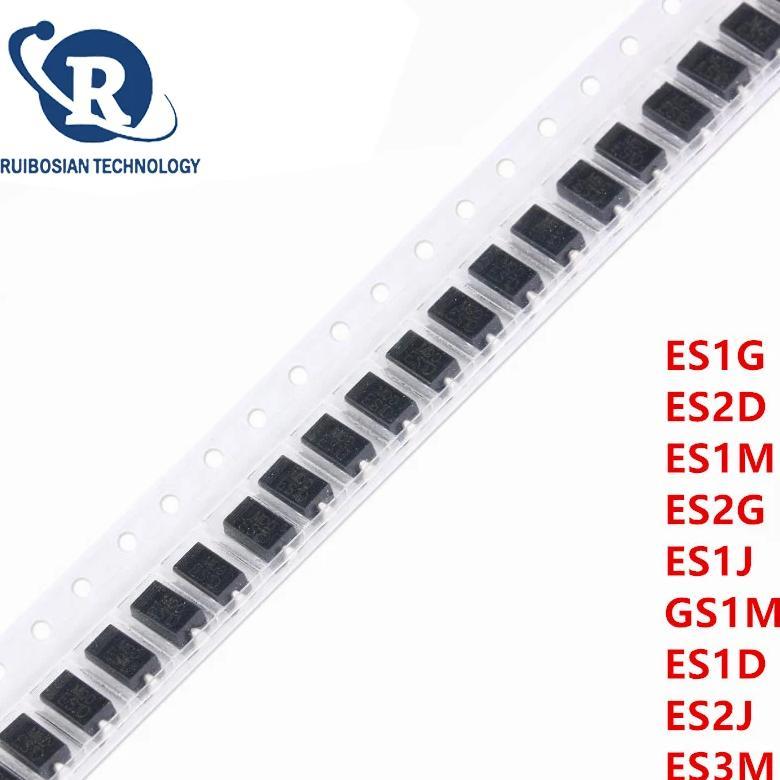 50Pcs SMD Fast Rectifier Diode ES1G ES2D ES1M ES2G ES1J GS1M ES1D ES2J ES3M 1A 2A 200V 400V 600V 100