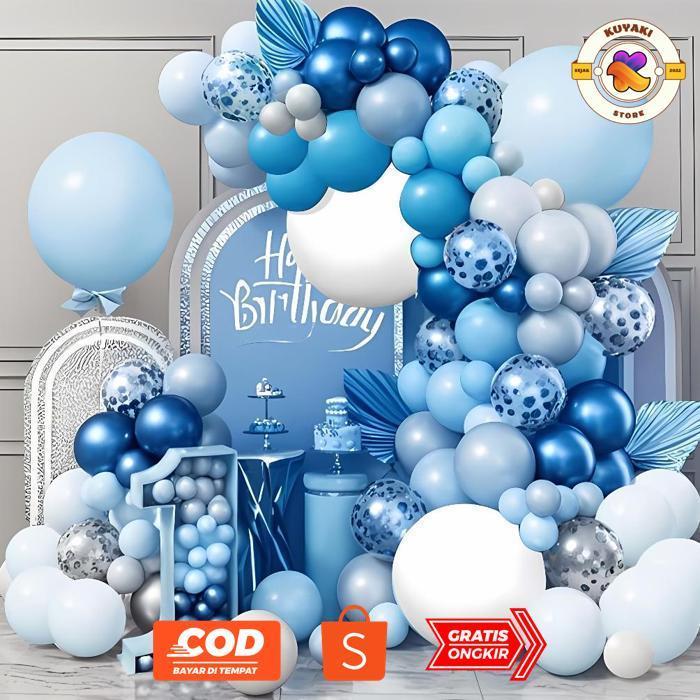 KUYAKI BALON SET KARANGAN BUNGA BALON SET DEKORASI PESTA ULANG TAHUN LENGKUNGAN BERDIRI PERNIKAHAN D