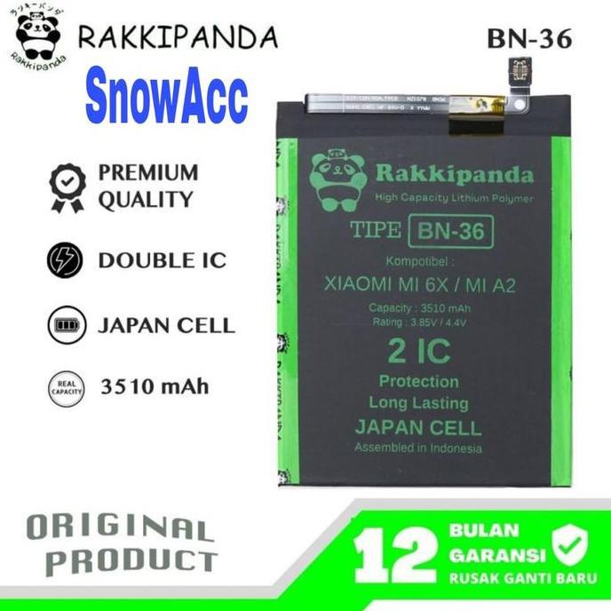Rakkipanda Baterai Compatible XiaoMi Mi 6X / Mi A2 Kode battery BN36 / BN36 / BN36 Batre