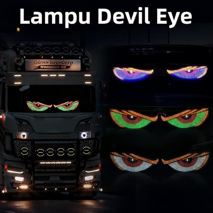 LAMPU DEVIL EYE MULTI MODE LAYAR TAMPILAN LED TRUK DEPAN BELAKANG KACA DEPAN MOBIL/STIKER MOBIL USB 