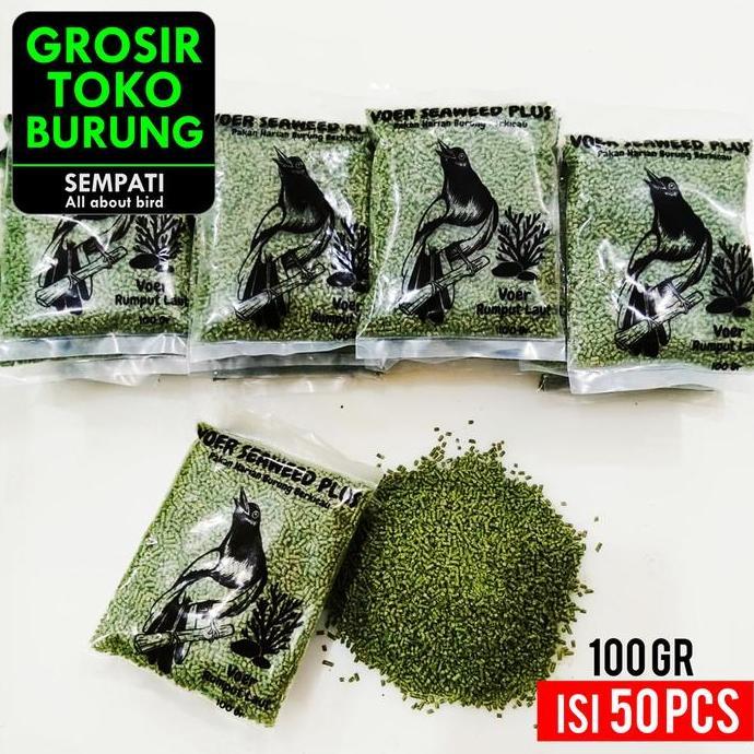 SEMPATI GROSIR Voer Seaweed Plus Metabolis Isi 50 Pcs Pur Kasar Rumput Laut Hijau Pakan Makanan Buru