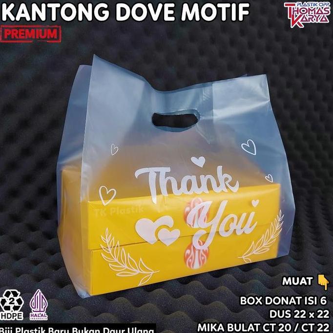 Plastik Dove 30x40 THANK YOU PUTIH muat Box Donat isi 6