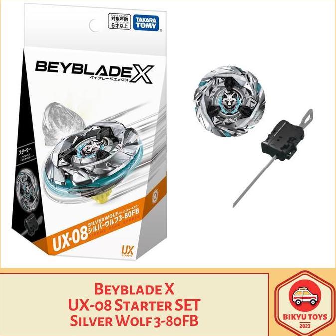 Beyblade X UX-08 Silver Wolf Ratchet 3-80 Bit FB Free Ball Starter Set with Launcher META TIER S Tak