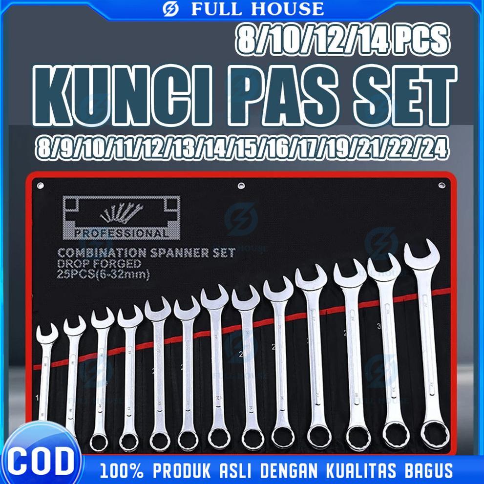 Kunci Ring Pas set 8/10/12/14 Pcs 8-24mm/Kunci Ring Pas Set 14pcs 8-24 Lengkap 14PCS Kunci Ring Pas 