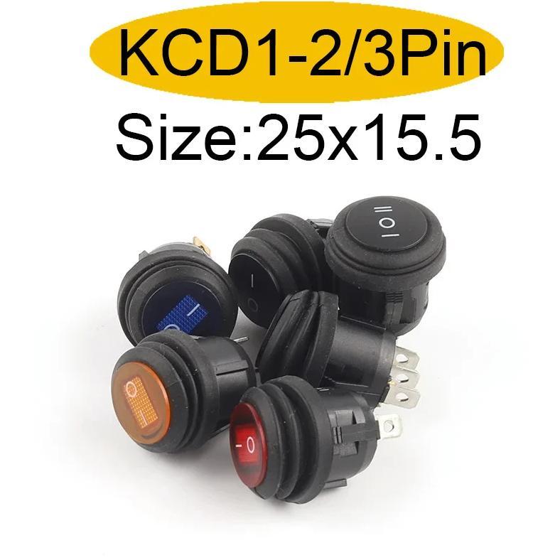 5Pcs 2/3Pin 25mm 6A/10A 250V Round Rocker Dot Boat LED Light Waterproof Rocker Switch Car Auto Boat 