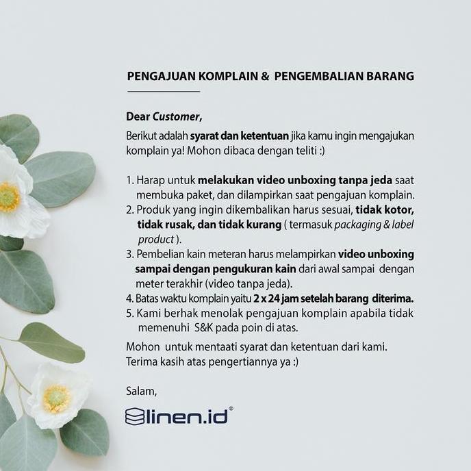 LINEN.ID | COTTON 200TC | [BAHAN SPREI PUTIH] KAIN 100% COTTON POLOS PLAIN 200TC LEBAR 300 CM KODE 8