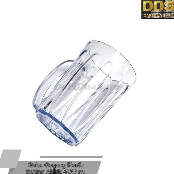 Bestone- Gelas Gagang Plastik Bening Gelas Mug Aklirik 400 ML