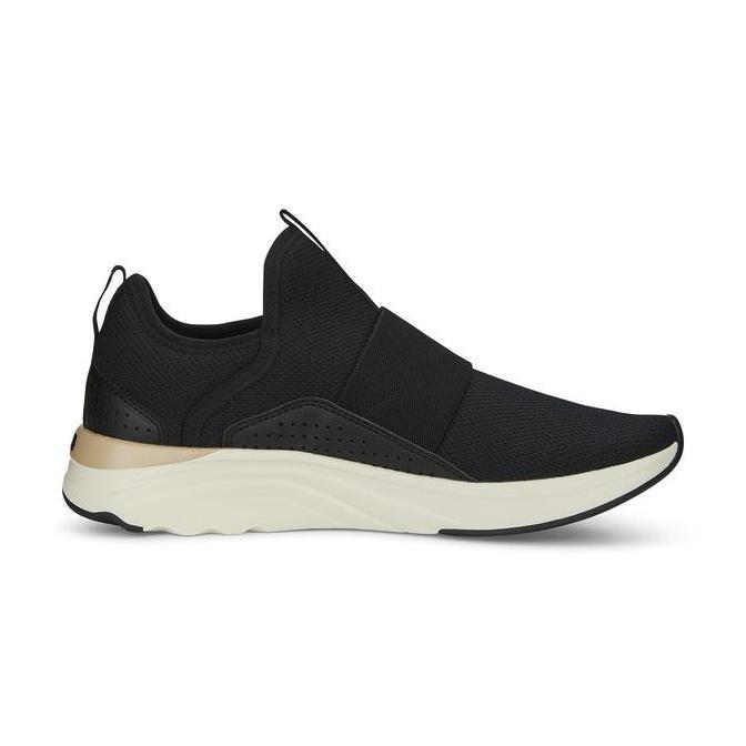 Puma Softride Sophia Slip-On Women'S Running Shoes Black-Gold-White