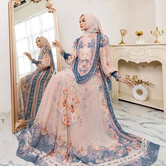 Bgs- Mozza Syari Allawiyah Syari Guzel Vol 2 Guzel Series Muslim Fashion Terbaru Printing Gamis Syar