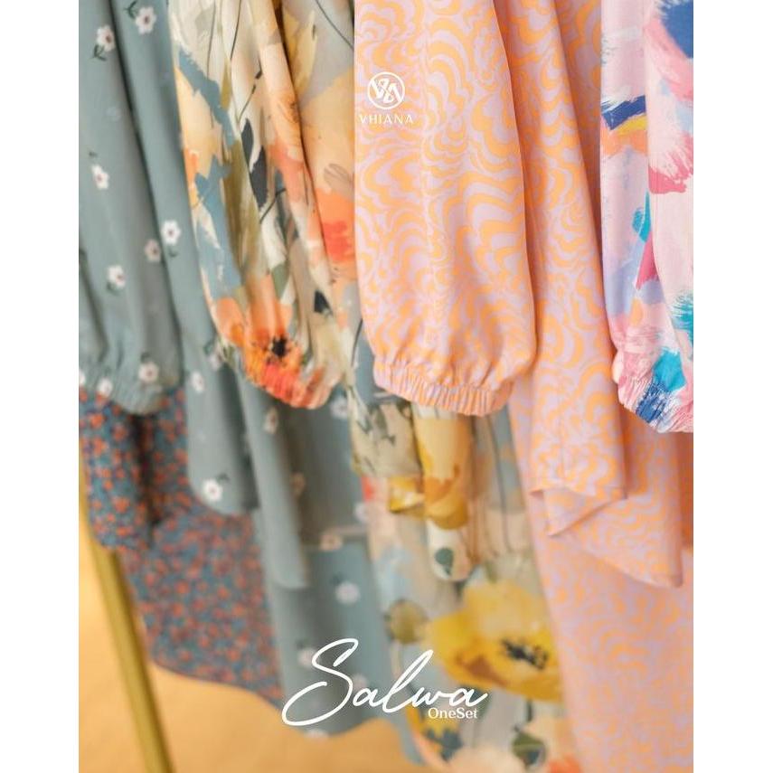 Bgs- Salwa Set New By Vhiana One Set Lengan Panjang Muslim Wanita Bahan Rayon Baju Setelan Celana
