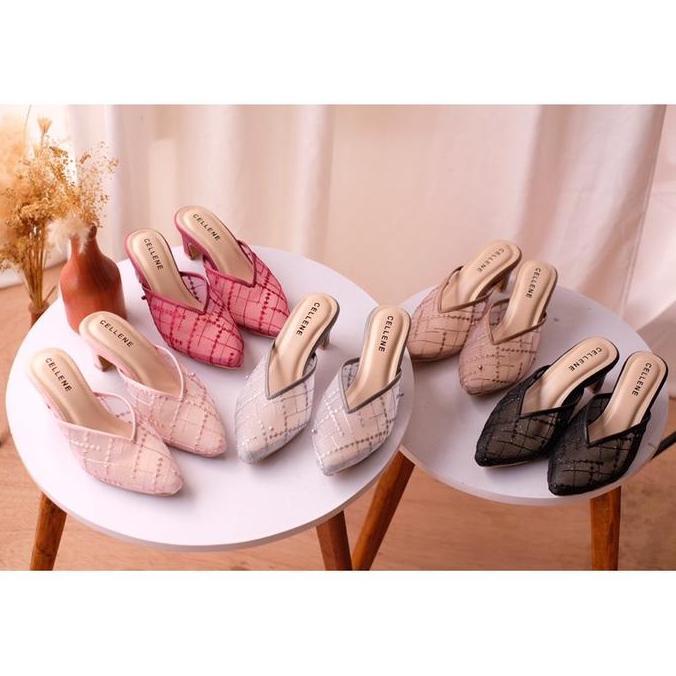 [CELLENE] Clay Lace Heels Shoes Wanita
