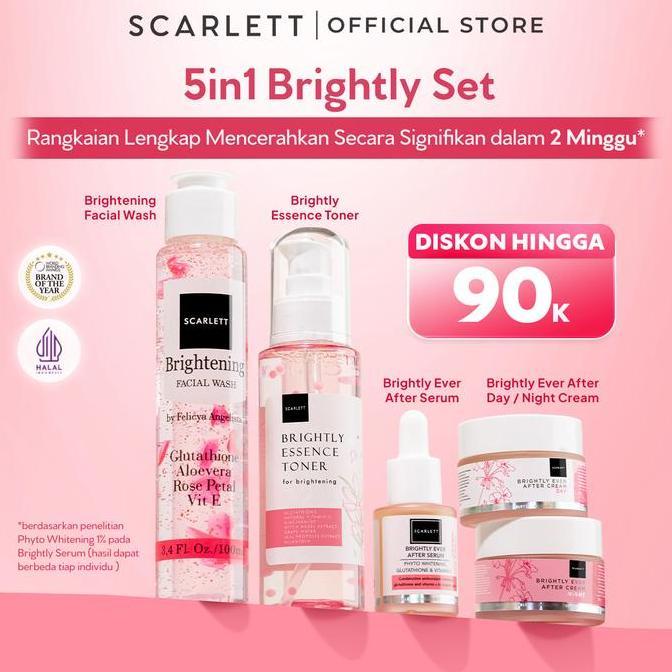 Barufasayah - Scarlett Paket Mencerahkan Wajah , Menghilangkan Jerawat, Mencegah Penuaan - ( Brightl