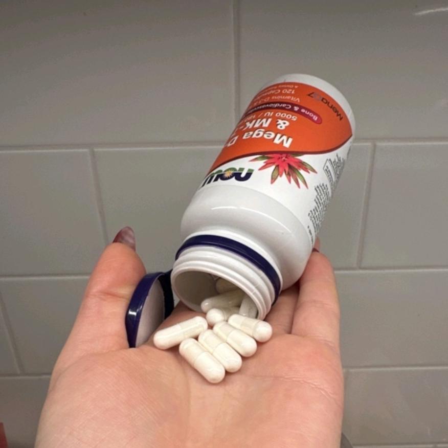 Now Foods Mega D-3 & Mk-7 180 Mcg (5000 Iu) 120 Capsules Halal D3 Mk7 Original