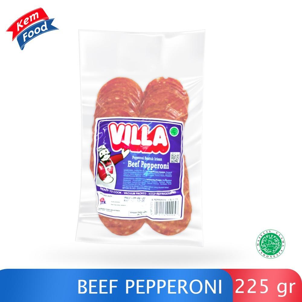 Villa Beef Pepperoni Topping Pizza, Roti Dan Kue - 225Gr