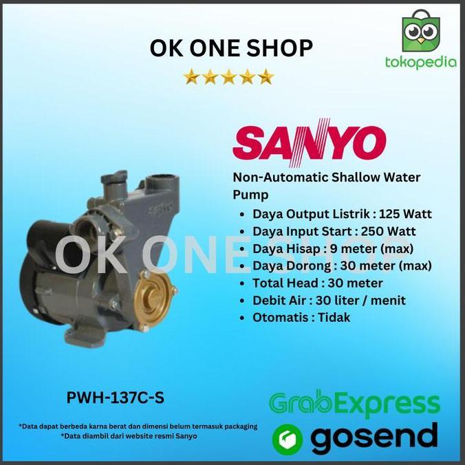Sanyo Water Pump Pwh-137C-S | Pwh 137 C S | Pwh137Cs Promo