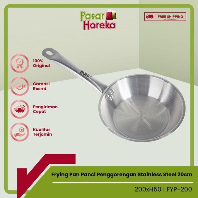promo Frying Pan Wajan Penggorengan Stainless Steel 20cm Mutu FYP-200 terlaris
