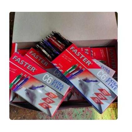 Nursellerjagat Pulpen       Faster C6   Tinta Hitam Berkualitas Merah Stationery