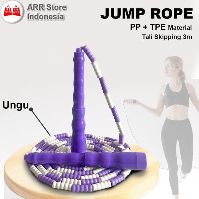 Lompat Tali Beaded Elevate Skipping Rope PP+TPE Tali 3m Ungu