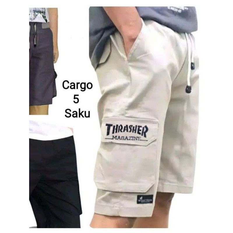 Celana Cargo Pendek Pria Terbaru Pinggang Rip Melar